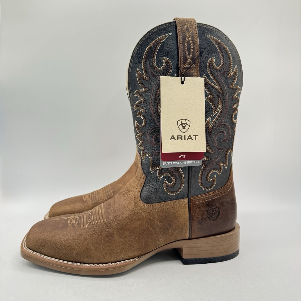 Ariat Lasco Western Boots Men's Size 9 D Blue Leather Bantam Weight - Picture 2 of 16